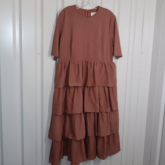 Jessakae Womens Eiffel Midi Dress Dusty Mauve Ruffles Short Sleeve Size 4X NWT - Picture 1 of 8